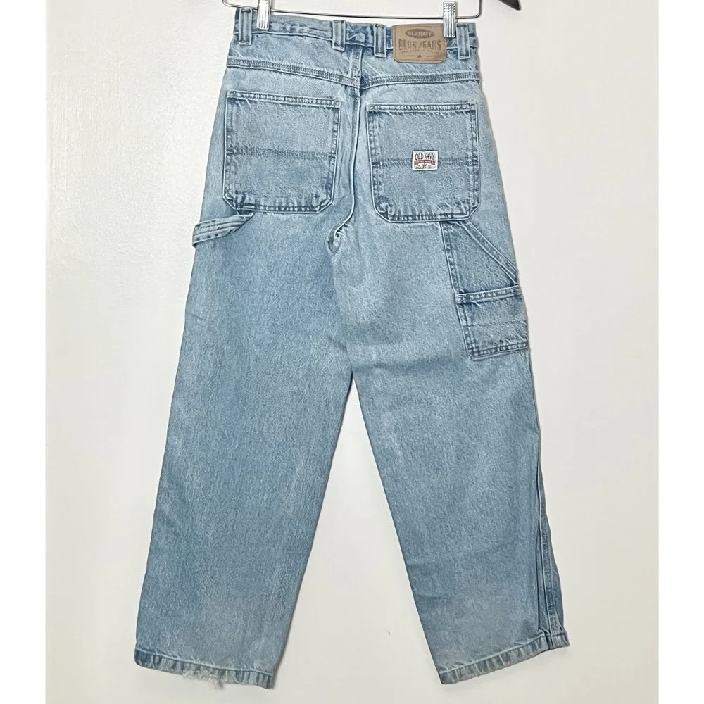 Vintage Old Navy Painters Jeans Boys 12 Carpenter Light Wash Wide Leg Denim 90s